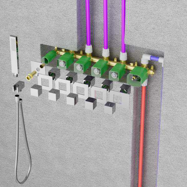 Душевая система встроенная с термостатом Timo Petruma черный SX-5329/03SM